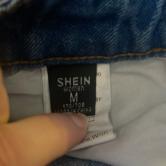 Pre-Owned SHEIN Ragged Color Block Quarter Panel Mom Jeans Denim/Black Medium - Picture 3 of 3